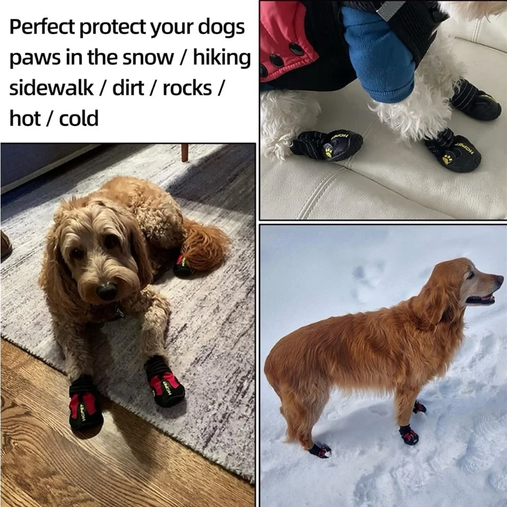 HCPet Waterproof Dog Boots XL (Size 8) | Set of 4 | Anti-Slip Paw Protectors